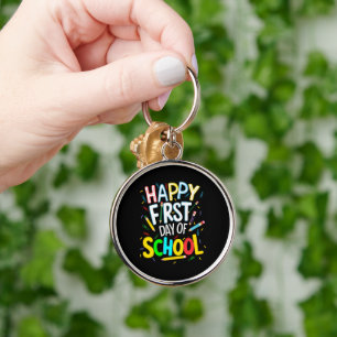 Gelukkige eerste dag terug naar school sleutelhanger