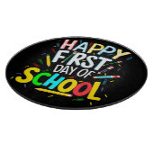 Gelukkige eerste dag terug naar school snijplank (Hoek)