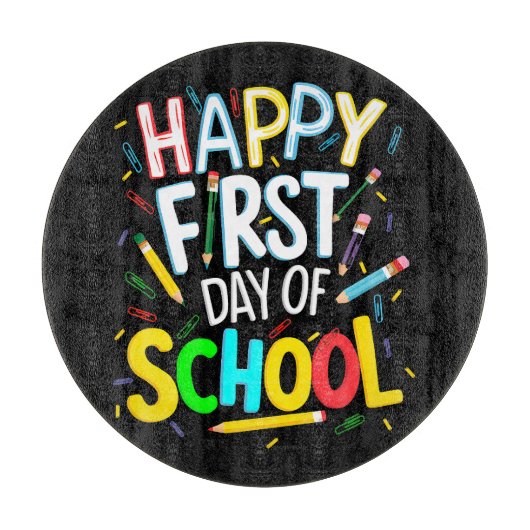 Gelukkige eerste dag terug naar school snijplank (Voorkant)