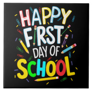 Gelukkige eerste dag terug naar school tegeltje