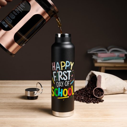 Gelukkige eerste dag terug naar school waterfles (Koffie (Gedraaid) )