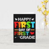 Gelukkige eerste dag van 1e klas Grappige Kinder s Kaart (Gele Bloem)