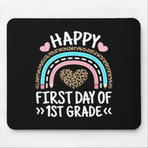 Gelukkige eerste dag van 1e klas Leopard Rainbow T Muismat