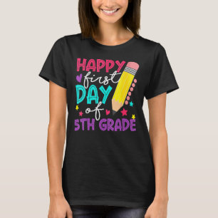 Gelukkige eerste dag van 5e klas schattig potlood t-shirt