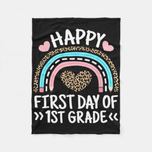 Gelukkige eerste dag van de 1e klas luipaard regen fleece deken