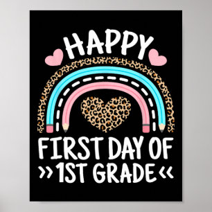 Gelukkige eerste dag van de 1e klas luipaard regen poster