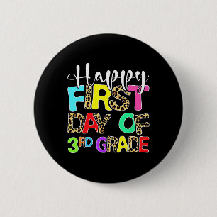 Gelukkige eerste dag van de 3e klas Luipaard terug Ronde Button 5,7 Cm