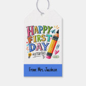 Gelukkige eerste dag van de Labels van de schoolgi Cadeaulabel (Voorkant)