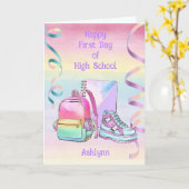 Gelukkige eerste dag van de middelbare school met  kaart (Gele Bloem)