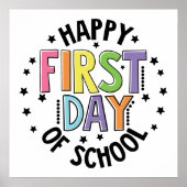 Gelukkige eerste dag van de school lerarenopleidin poster (Voorkant)