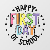 Gelukkige eerste dag van de school lerarenopleidin raamsticker (Vel)