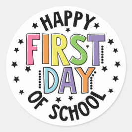 Gelukkige eerste dag van de school lerarenopleidin ronde sticker