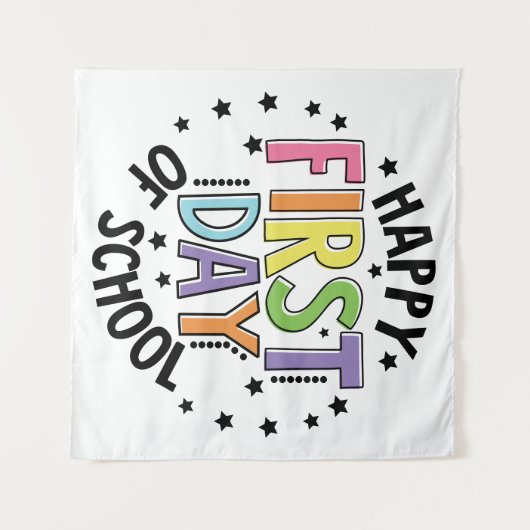 Gelukkige eerste dag van de school lerarenopleidin wandkleed (Voorkant (horizontaal))