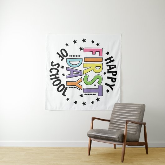 Gelukkige eerste dag van de school lerarenopleidin wandkleed (In Situ (horizontaal))