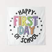 Gelukkige eerste dag van de school lerarenopleidin wandkleed (Voorkant)