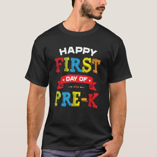 Gelukkige eerste dag van Pre-K Shirt Teacher Stude (Voorkant)