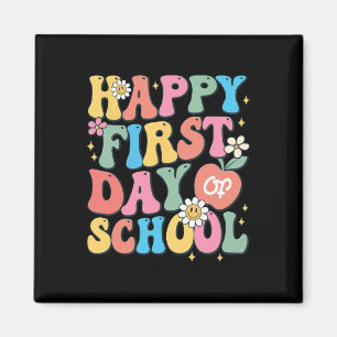Gelukkige eerste dag van school leraar jongens mei magneet