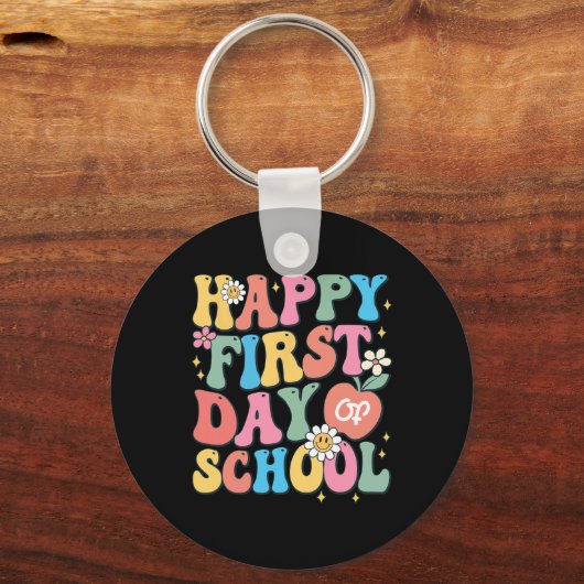 Gelukkige eerste dag van school leraar jongens mei sleutelhanger (Achterkant)