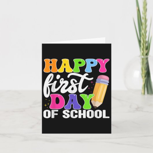 Gelukkige eerste dag van school potloodleraar Kind Kaart (Voorkant)