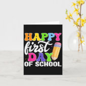 Gelukkige eerste dag van school potloodleraar Kind Kaart (Gele Bloem)