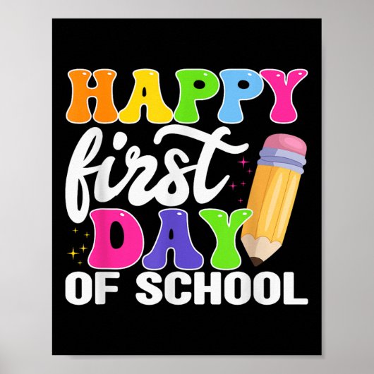 Gelukkige eerste dag van school potloodleraar Kind Poster (Voorkant)