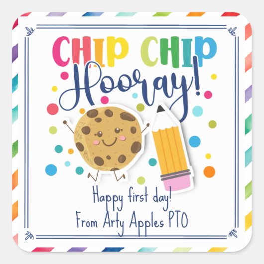 Gelukkige eerste dag van schoolkoekje vierkante sticker (Voorkant)