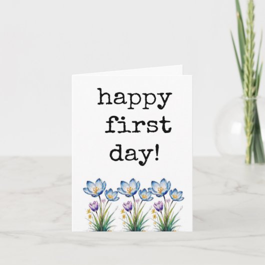 Gelukkige eerste dag, werknemers, studenten, colle kaart (Voorkant)