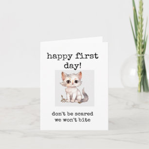 Gelukkige eerste dag, werknemers, studenten, colle kaart
