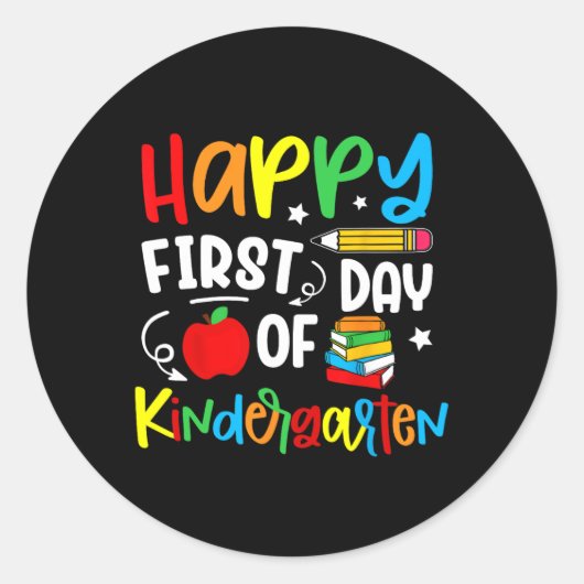 Gelukkige eerste kleuterklassedag Terug naar schoo Ronde Sticker (Voorkant)