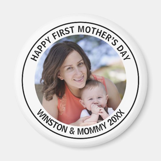 Gelukkige eerste Moederdag Custom Foto & Tekst Magneet (Voorkant)