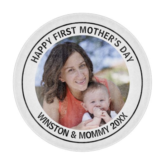 Gelukkige eerste Moederdag Custom Foto & Tekst Snijplank (Voorkant)