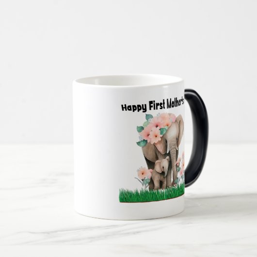 Gelukkige eerste moederdag leuke olifant magische mok (Voorkant rechts)
