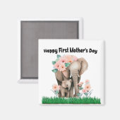 Gelukkige eerste moederdag leuke olifant magneet (Voorkant / Achterkant)