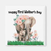 Gelukkige eerste moederdag leuke olifant magneet (Voorkant)