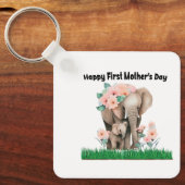 Gelukkige eerste moederdag leuke olifant sleutelhanger (Voorkant)