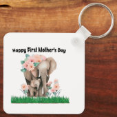 Gelukkige eerste moederdag leuke olifant sleutelhanger (Achterkant)