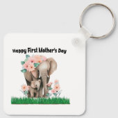 Gelukkige eerste moederdag leuke olifant sleutelhanger (Achterkant)