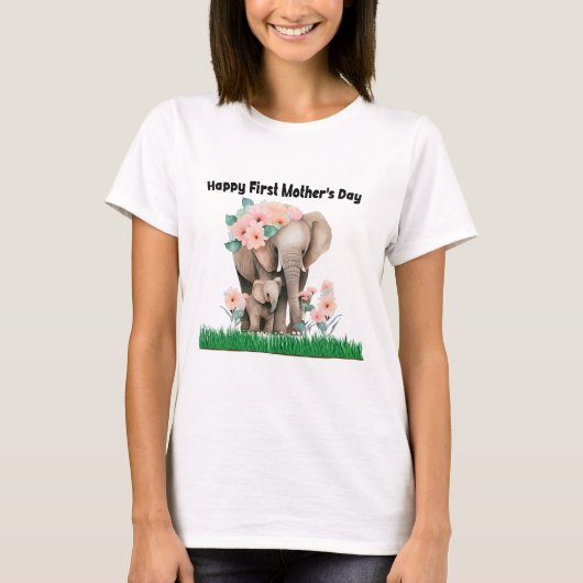 Gelukkige eerste moederdag leuke olifant t-shirt (Voorkant)