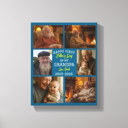 Gelukkige eerste opa-dag fotocollage canvas afdruk (Voorkant)