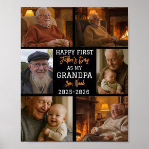 Gelukkige eerste opa-dag fotocollage poster