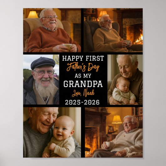 Gelukkige eerste opa-dag fotocollage poster (Voorkant)