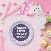 Gelukkige Eerste Periode Partij Paarse Tampon Pad  Papieren Bordje (Feest)