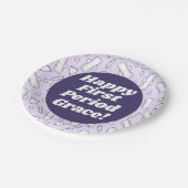 Gelukkige Eerste Periode Partij Paarse Tampon Pad  Papieren Bordje (Gekanteld)