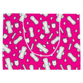 Gelukkige Eerste Periode Party Hot Pink Leuke Tamp Groot Cadeauzakje (Achterkant)