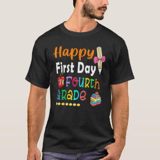 Gelukkige eerste schooldag 4e klas leraar student t-shirt