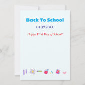 Gelukkige eerste schooldag! Bericht van de leraar Save The Date (Achterkant)