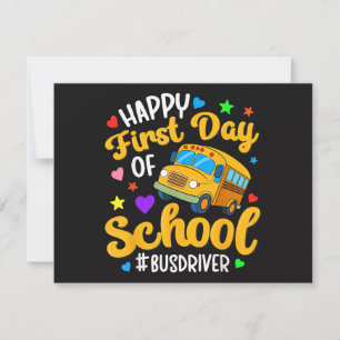 Gelukkige eerste schooldag Buschauffeur terug naar Bedankkaart