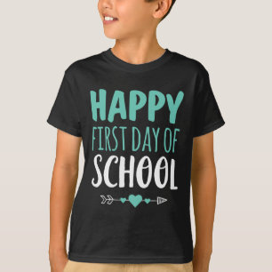 Gelukkige eerste schooldag leraar student pijl Cu T-shirt