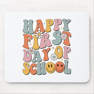 Gelukkige eerste schooldag leraren kinderen terug muismat