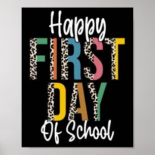Gelukkige eerste schooldag Luipaard Terug naar sch Poster